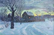 Otto Hennig Kald vinteraften France oil painting artist